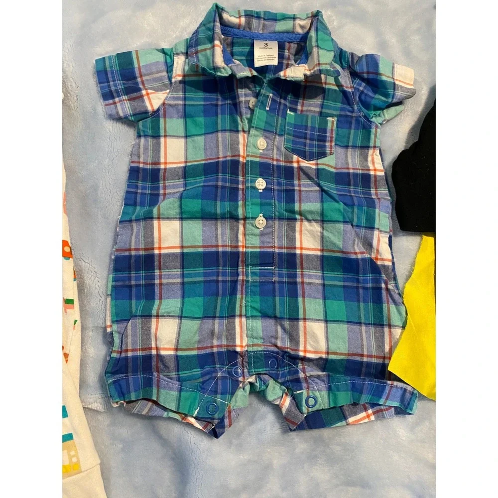 Baby Boys 3pc Bundle Christian Robinson Carters Plaid Batman Cape 0-3M Rompers